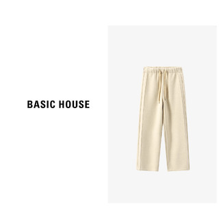 Basic House/百家好秋季宽松抽绳时尚简约运动休闲裤B0623H5F212 黑灰 S80-100斤