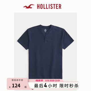 HOLLISTER【凉感T】24春夏亨利短袖T恤男女装 KI324-4099 海军蓝 XL (180/116A)