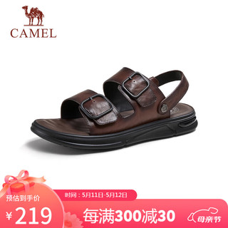 骆驼（CAMEL）男商务休闲牛皮舒适两穿凉鞋 G14M263641 棕色 43 