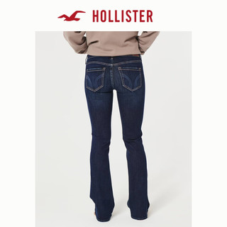 HOLLISTER24春夏新款修身百搭低腰深色微喇牛仔裤 女 357418-1 深色水洗