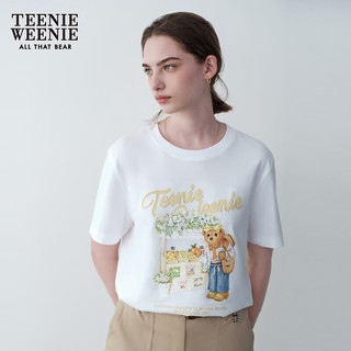 Teenie Weenie小熊女装2024夏装清新多巴胺大熊短袖T恤打底衫 白色 165/M