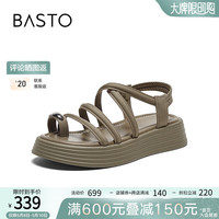 百思图2024夏季新款时尚简约复古罗马凉厚底女凉鞋M5081BL4
