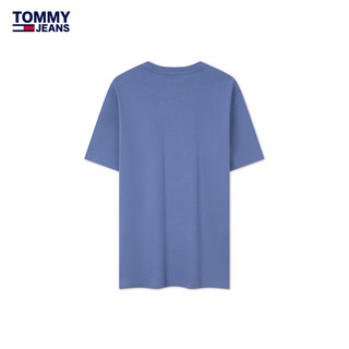 TOMMY JEANS24春夏男装纯棉平纹针织刺绣净色百搭合身短袖T恤18266 蓝灰色C6C XL （：165-180斤）