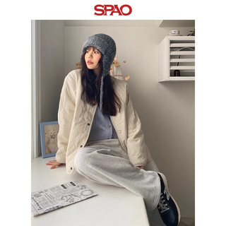SPAO韩国同款2024年春季男女同款休闲宽松运动长裤SPMTE23C03 浅麻灰 XL