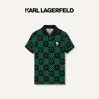 Karl Lagerfeld卡尔拉格斐轻奢老佛爷男装 24夏款KL钉珠休闲短袖Polo衫 黑色 48