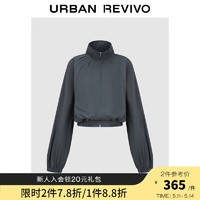 URBAN REVIVO UR2024春季女装潮流休闲简约立领抽绳超宽松外套UWV140032 中灰 S