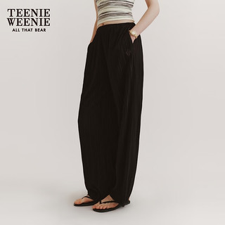 Teenie Weenie小熊女装2024新款垂感细褶肌理感空气裤休闲裤长裤子