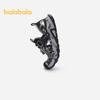 巴拉巴拉男童运动凉鞋夏2024镂空透气鞋子磁力扣 黑灰色调00392 33码