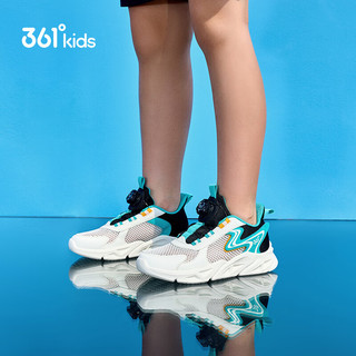 361°童鞋男女童儿童运动跑鞋2024年夏季透气中大童软底运动鞋 羽毛白/时光绿色/碳黑 41码