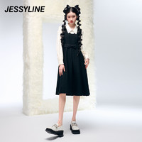 Jessy·Line 2折特卖款 杰茜莱时尚黑色假两件连衣裙女装秋新品裙子 jessyline