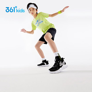 361°童鞋男女童儿童运动跑鞋2024年夏季透气中大童软底运动鞋 碳黑/361度白 36码