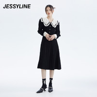 Jessy·Line 2折特卖款 jessyline专柜新品女装 杰茜莱时尚娃娃领中长款连衣裙