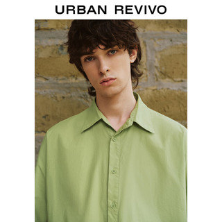 UR2024夏季男装时尚设计感拼接短袖开襟衬衫UML240039 草绿 S
