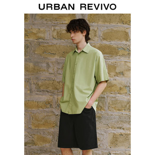 UR2024夏季男装时尚设计感拼接短袖开襟衬衫UML240039 草绿 S