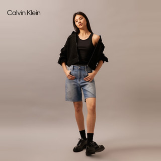 Calvin Klein Jeans24春夏男女经典标牌洗水微弹休闲牛仔短裤J224328 1A4-牛仔浅蓝 30