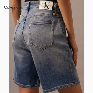 Calvin Klein Jeans24春夏男女经典标牌洗水微弹休闲牛仔短裤J224328 1A4-牛仔浅蓝 30