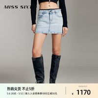 MISS SIXTY2024春季牛仔半身裙女假两件拼接性感辣妹超短裙 浅蓝 XS