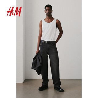H&M男装背心2024夏季男士标准版型休闲时尚简约上衣0570033 白色 180/116 XL