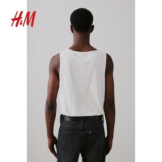 H&M男装背心2024夏季男士标准版型休闲时尚简约上衣0570033 白色 180/116 XL