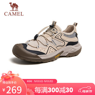 骆驼（CAMEL）男士户外登山复古透气休闲低帮运动鞋 G14M342685 杏色 44 杏色（透网）