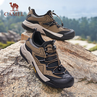 骆驼（CAMEL）男士户外登山复古透气休闲低帮运动鞋 G14M342685 棕/黑 44