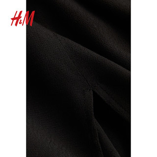 H&M女装2024夏季半身裙修身绉织A字中腰中长半身裙1167338 黑色 165/76
