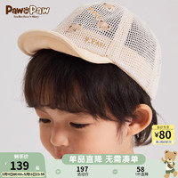 PawinPaw卡通小熊童装2024年男女童儿童帽子网眼帽休闲透气 Beige米色/35 50
