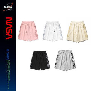 NASA LIKE潮牌小熊短裤男女夏季宽松棉质五分裤休闲直筒裤沙滩裤子 NASA联名-黑色 L