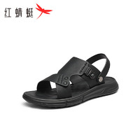 红蜻蜓沙滩鞋男2024夏季户外休闲防滑中老年凉鞋 WTT24116黑色40