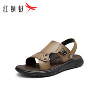 红蜻蜓沙滩鞋男2024夏季户外休闲防滑中老年凉鞋 WTT24116黄棕色44