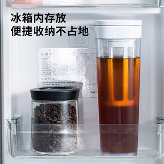 万家全大容量冷萃壶冰箱凉水壶耐热加厚塑料凉白开柠檬水扎壶茶水分离杯 白色1100ML