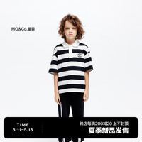 little MO&Co.little moco童装24夏装男童简约条纹Polo衫短袖t恤KBD2TEE021 黑白条色 120/60