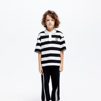 little MO&Co.little moco童装24夏装男童简约条纹Polo衫短袖t恤KBD2TEE021 黑白条色 110/52