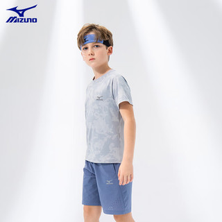 美津浓（MIZUNO）儿童短袖T恤2024男童装中大童速干运动上衣t夏季 浅灰色 160cm
