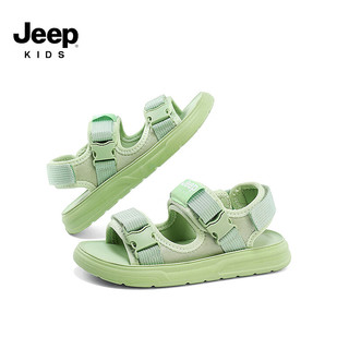 Jeep吉普男童凉鞋儿童夏季2024童鞋夏款女童宝宝软底防滑沙滩鞋子 动感绿 32码 鞋内约长20.4cm