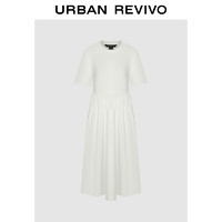 UR 2024夏季新款女装法式设计感拼接捏褶短袖连衣裙UWH740053