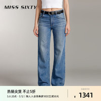 MISS SIXTY20夏季新款牛仔裤女含天丝复古磨白直筒裤休闲风百搭
