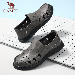 骆驼（CAMEL）男士镂空软底商务休闲皮凉鞋 G14M155654