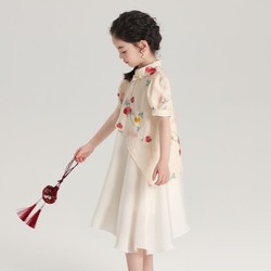 女童裙子夏季新款儿童国风假两件中大童甜美可爱连衣裙