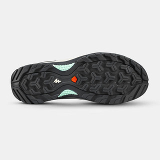 迪卡侬户外MH100登山鞋女式防水运动鞋透气徒步鞋子黑绿色37-4194549