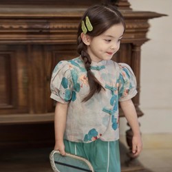 LUSON 儿童女童女宝宝古风套装女新中式夏季2024新款婴儿国风两件套