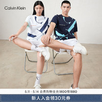 Calvin Klein  Jeans夏季男女中性时尚醒目印花纯棉透气短袖T恤J317893 YAF-白色 M  （135-150斤）