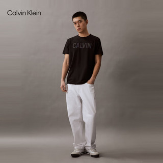 Calvin Klein  Jeans夏季男女中性摩登霓虹印花休闲圆领短袖T恤J318289 BEH-黑色 XL X  （180-190斤）