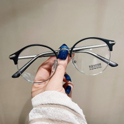 erilles个性圆框砂黑眉毛镜架161高清防蓝光镜片