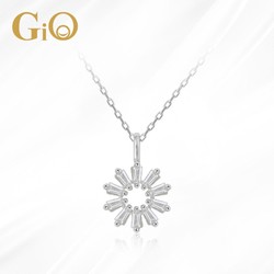 GiO 钻石项链18K金钻石吊坠锁骨链少女款生日礼物 18K金白金版