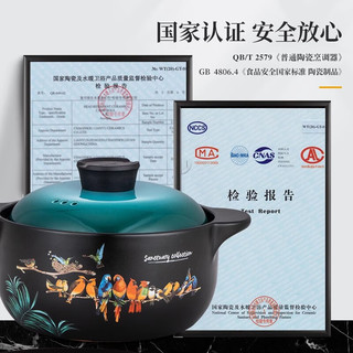 彩冠耐高温陶瓷砂锅煲汤锅焖炖锅砂锅煲家用沙锅煲仔饭中药煲砂锅尚厨 3233-百鸟归巢汤锅（2.5L）