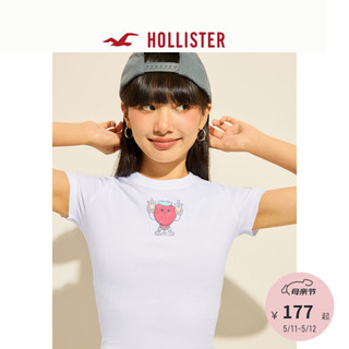 HOLLISTER【草莓音乐节】24夏季美式印花短袖T恤女KI357-4006 白色印花 S