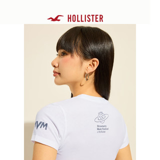 HOLLISTER【草莓音乐节】24夏季美式印花短袖T恤女KI357-4006 白色印花 S