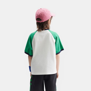 马骑顿（MQD）【吸湿速干】MQD童装男童学院短袖T恤2024夏装儿童水印体恤 森林绿 150cm