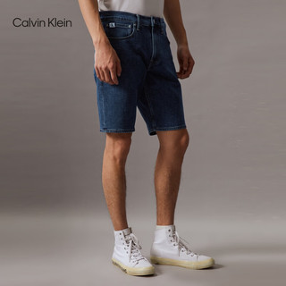 Calvin Klein Jeans24春夏男士经典标牌ck洗水微弹休闲牛仔短裤J325536 1A4-牛仔蓝 33